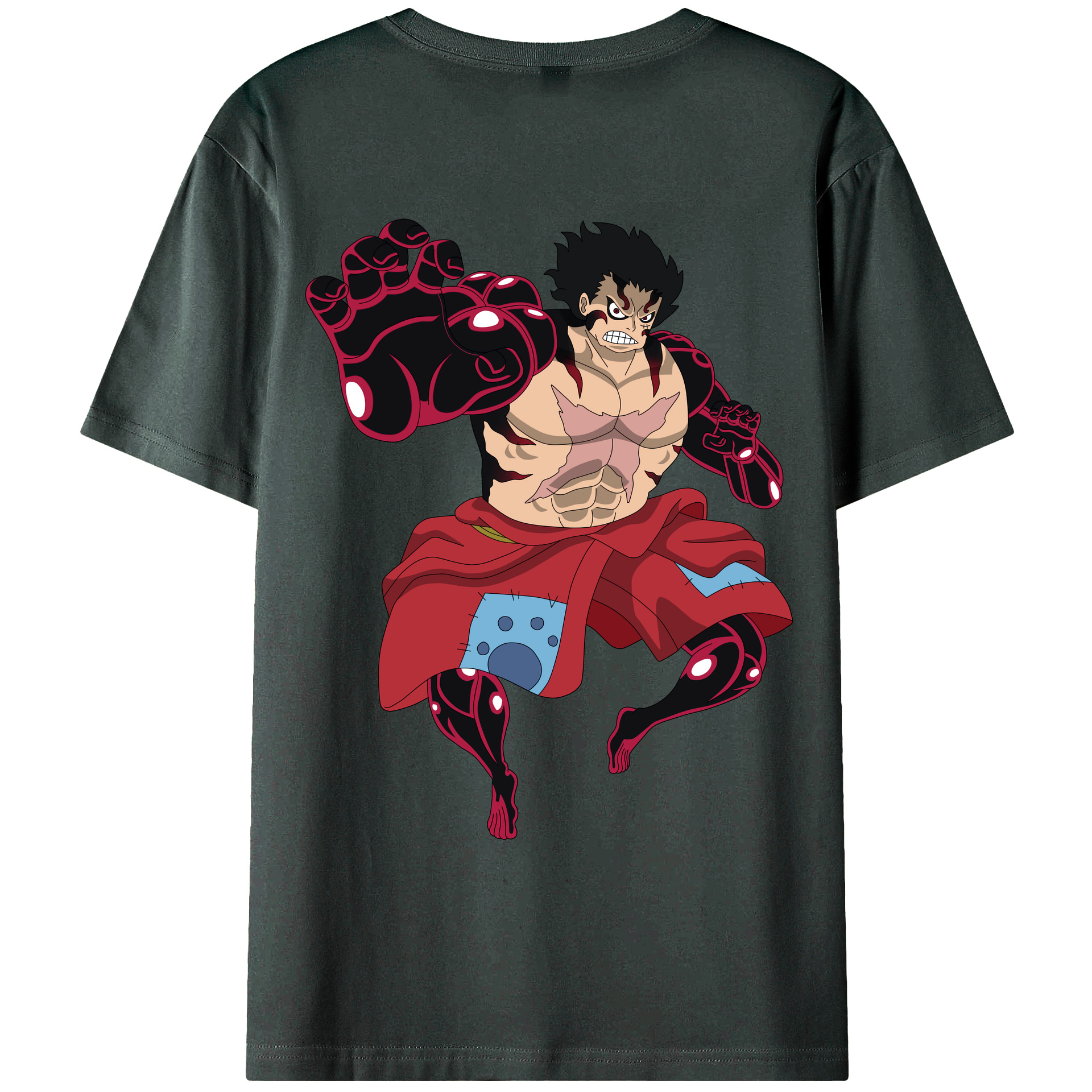 ワンピース モンキー・D・ルフィ ONE PIECE Monkey D. Luffy 綿100％ メンズ半袖Tシャツ（バックプリント） 通気性
